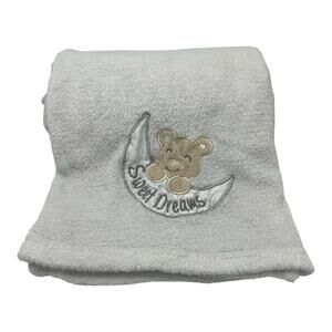 Baby Starters Teddy Bear Moon Sweet Dreams White Unisex Security Blanket Fleece
